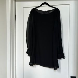 Guess Long Sleeve Little Black Dress with Statement Zipper